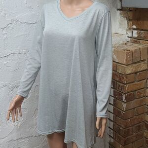 Shein Grey long sleeves sleep shirt v-neck